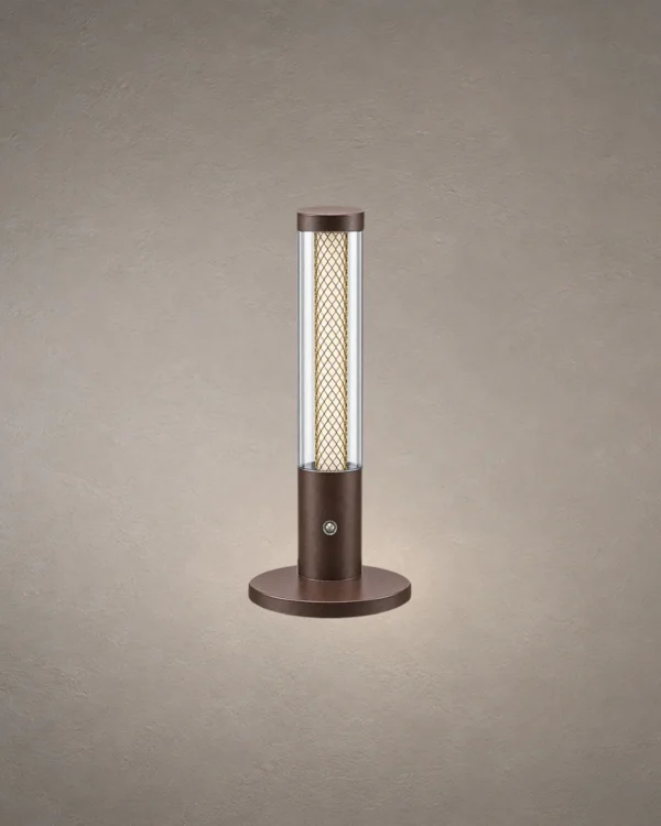 Oryn contemporary cylindrical table lamp with circular base