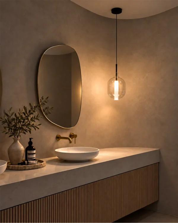 Osiris Pendant with Clear Glass shade in a contemporary interior