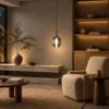 Osiris Pendant in Smokey Grey displayed in a contemporary living room