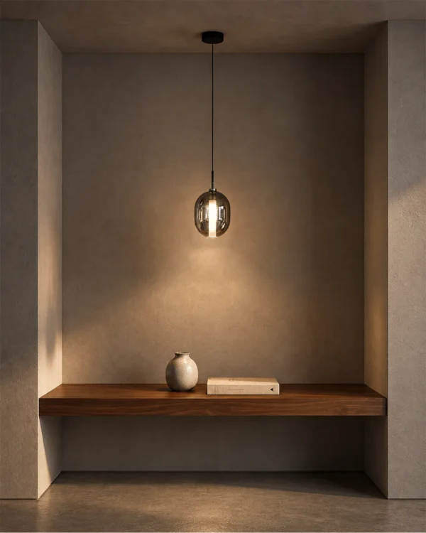 Osiris Pendant in Smokey Grey displayed in a modern interior