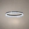 Pallas circular chandelier with layered illuminated ring in Black, Smokey, and White