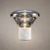 Silas table lamp with smoky grey glass shade and white base