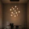 Siris rectangular chandelier with cascading glass pendants