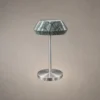Soren table lamp with faceted translucent shade and silver base