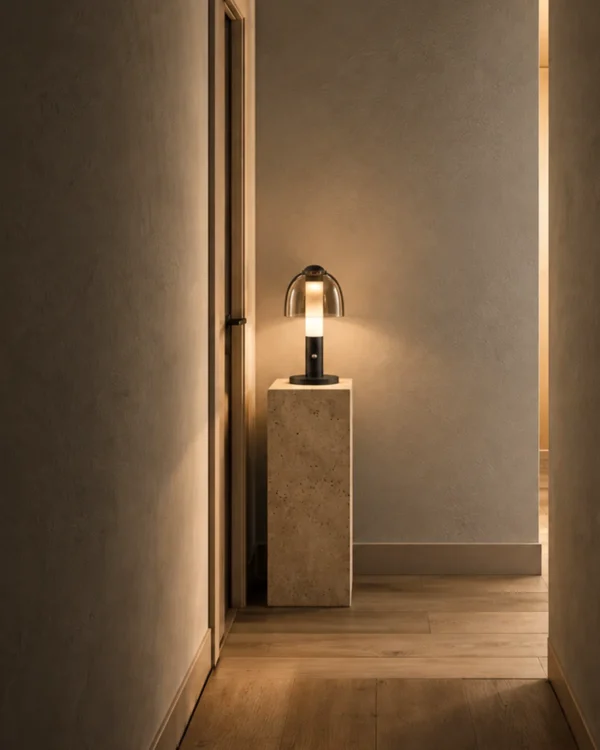 Stellar table lamp providing warm ambient light in a modern interior