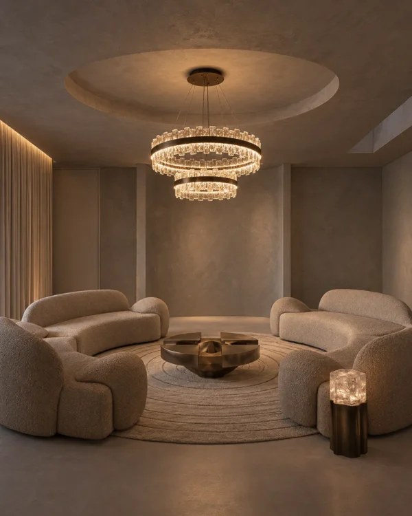 Tianna Double Layer chandelier with tiered circular rings in a modern interior