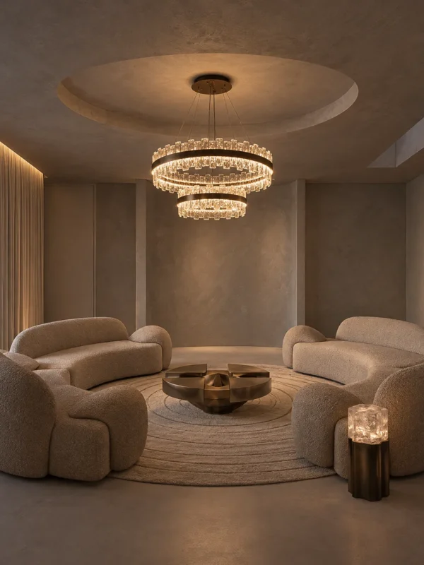 Tianna Double Layer chandelier with tiered circular rings in a modern interior