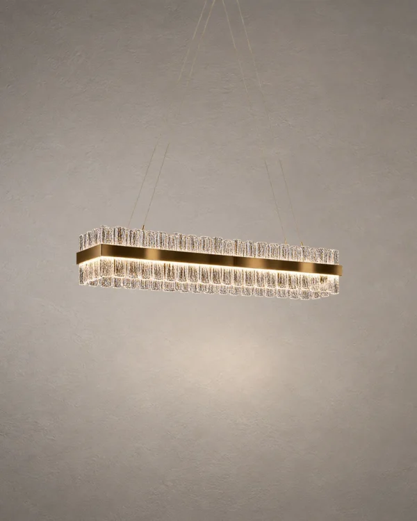 Tianna Rectangular Chandelier Rose Gold Tianna Rectangular Chandelier with elongated frame in Rose Gold