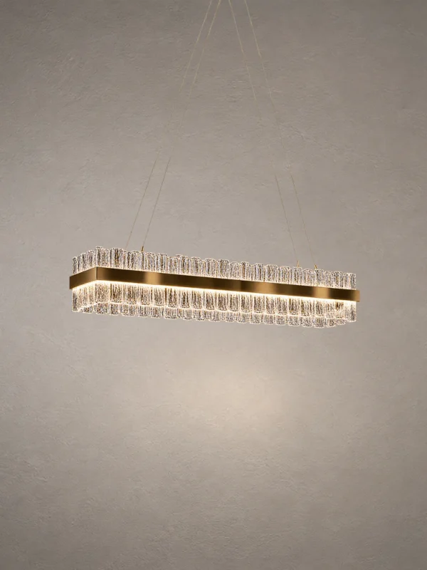 Tianna Rectangular Chandelier with elongated frame in Rose Gold