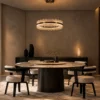 Tianna Single Layer chandelier with circular ring design above a modern dining table