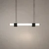 Viano modern linear chandelier with illuminated glass bar and marble accents