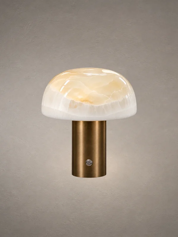 Vienna Rose Gold Table Lamp Vienna table lamp with marble-patterned dome shade and Rose Gold cylindrical base